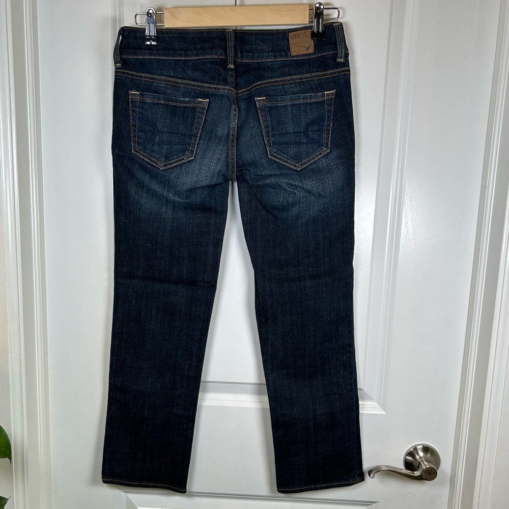 American Eagle‎ Artist Crop Denim Women's Dark Blue Jeans Size 0 - Picture 2 of 8